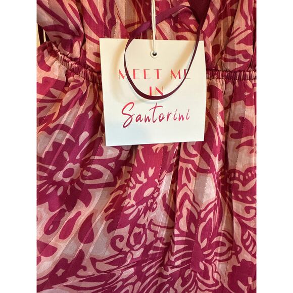 Pink Gold Metallic Beautiful Maxi Dress Romantic Feminine Resort Wear NWT - Picture 4 of 6